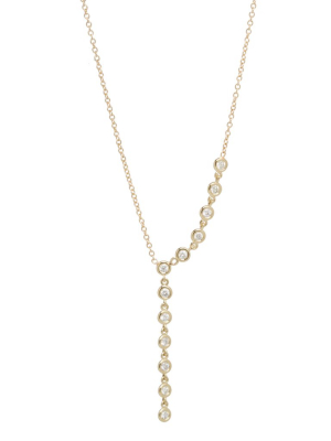 14k 12 Linked Floating Diamonds Lariat