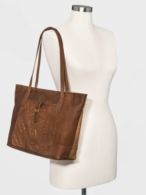 Bolo Embossed Tote Handbag - Brown