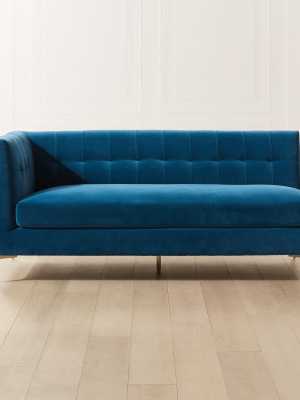 Holden Blue Velvet Tufted Left Arm Loveseat