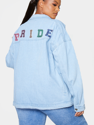 Plus Mid Blue Wash Pride Sequin Embellished...