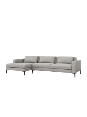 Interlude Home Izzy Left Chaise 2 Piece Sectional - Light Gray