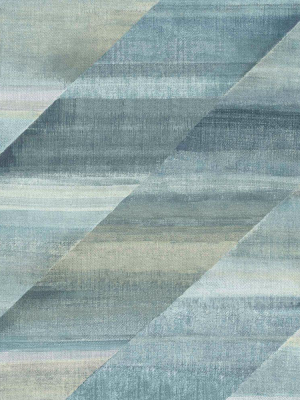 Rainbow Diagonals Wallpaper In Steel Blue And Stone From The Boho Rhapsody Collection By Seabrook Wallcoverings