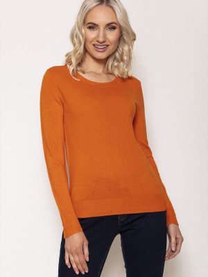 Crew Neck Cashmilon Knit In Orange