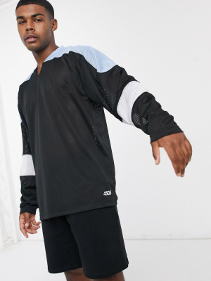 Asos 4505 Mesh Long Sleeve T-shirt With Contrast Panels