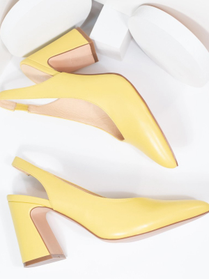 Chelsea Crew Yellow Leather Slingback Kenzie Heels