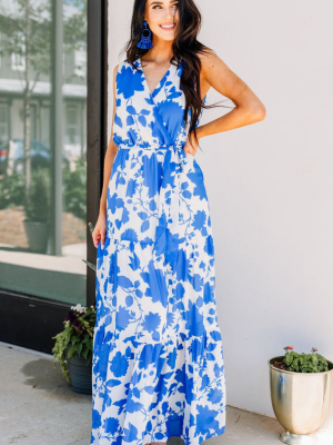 Give Your All Royal Blue Floral Maxi Dress