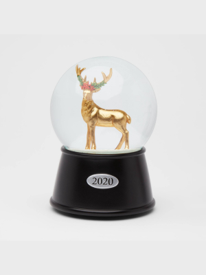 5.5" X 3.8" Reindeer Musical Snow Globe Gold - Wondershop™