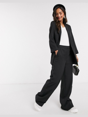 New Look Wide Leg Tailored Pants In Black