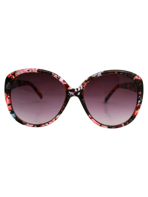 Women's Cateye Sunglasses With Floral Print - A New Day™ Black