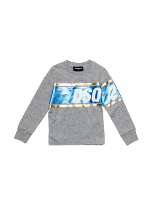 Dsquared2 Kids Metallic Panel Logo Print Sweatshirt