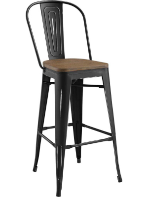 Panora High Backrest Bar Stool Black