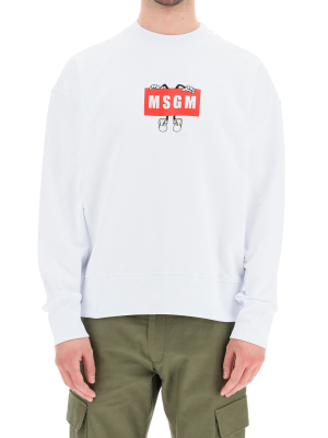 Msgm Logo Print Crewneck Sweatshirt