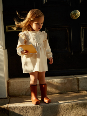 Embroidered Lace Corduroy Dress