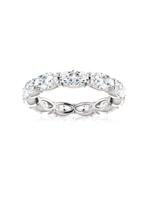 Pompeii3 6 Ct Oval Moissanite Eternity Ring 14k White Gold