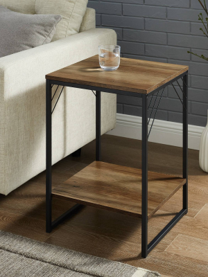 16" Industrial Metal Accent Side Table - Saracina Home