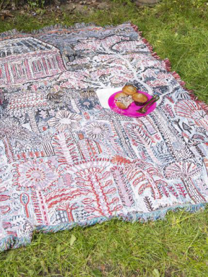 Pink Pavilion Woven Blanket By Lucy Tiffney