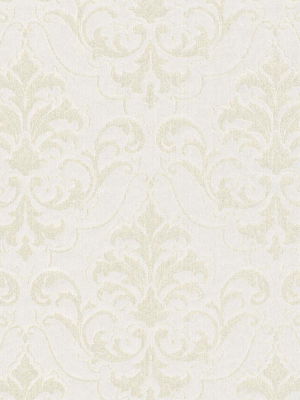 Classic Baroque Wallpaper In Cream, Metallic, And White Design By Bd Wall