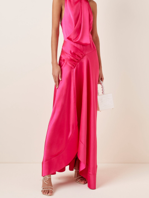 Palmera Asymmetric Satin Cocktail Gown