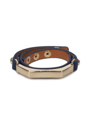 Gold Plated Sash Leather Bracelet