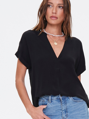 Woven Split-neck Top