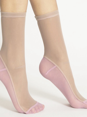 Darner Pastel Contrast Mesh Socks