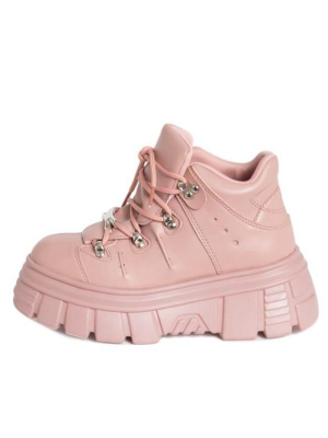 Tracy087 Mauve Lace Up Chunky Sneaker Boot