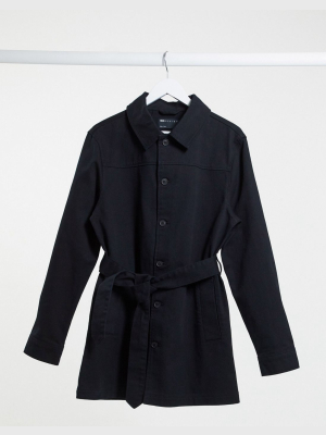 Asos Design Denim Single Breasted Jacket In Black