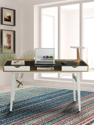 Compact Computer Desk With Multiple Storage Walnut - Techni Mobili