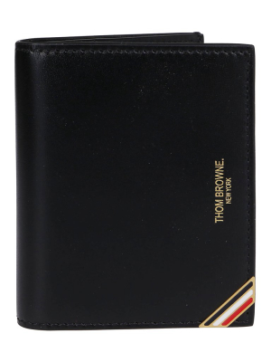 Thom Browne Rwb Stripe Logo Detailed Wallet