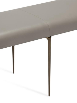 Stiletto Bench - Grey Leather/ Bronze