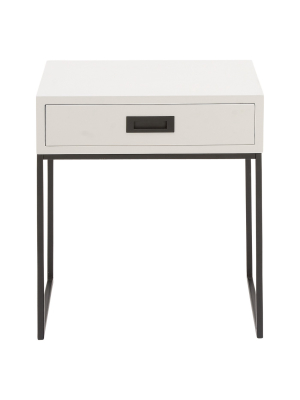 Wood And Metal Rectangular Accent Table With Drawer White/black - Olivia & May