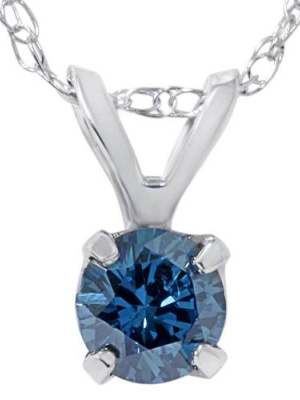 Pompeii3 1/2ct Blue Diamond Solitaire Pendant 14k White Gold