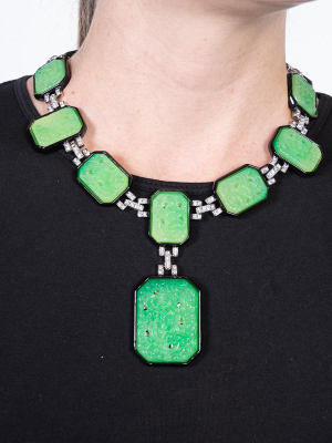 Jade And Black Art Deco Necklace