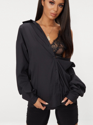 Black Cotton Oversized Shirt