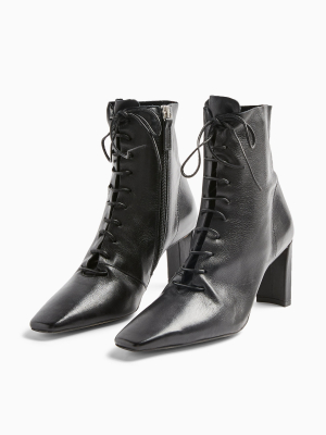 Matilda Black Leather Lace Up Boots