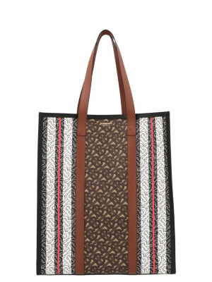 Burberry Portrait Monogram Stripe Tote Bag