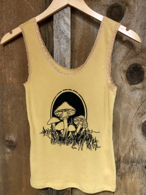 Shrooms Lace Tank Gold Dust/blk