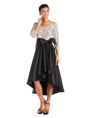 Pleated Sequin High Low Dress