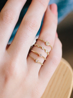 14k Wire And Chain Bezel Diamond Ring