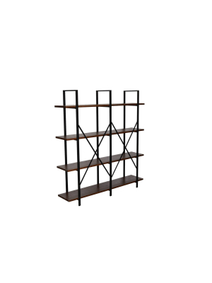 64" Pomeroy 4 Shelf Double Etagere Bookshelf Walnut Brown - Summerland Home