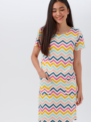 Ariane Jersey Tunic Dress - Multi, Rio Chevron