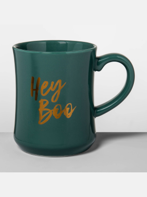 15oz Stoneware Hey Boo Diner Mug Green - Opalhouse™