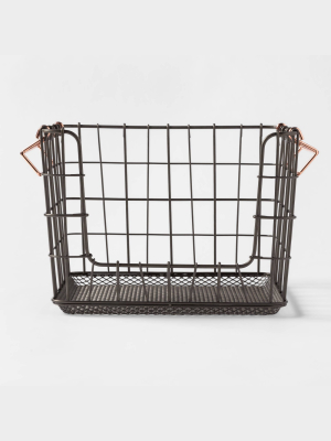 Wire Stackable Basket With Copper Handle Pewter - Threshold™
