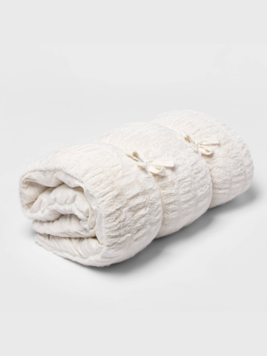 Rouched Faux Fur Chaise Lounge Pillow Cream - Threshold™