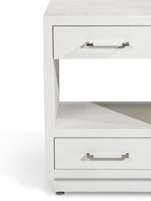 Interlude Home Taylor Small Bedside Chest - Natural White - Champagne Silver