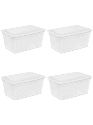 Sterilite 90-quart Storage Box With Clear Base And White Lid (4 Pack) | 16668004