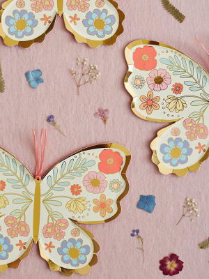 Floral Butterfly Plates (x 8)