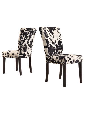 Set Of 2 Quinby Parson Dining Chair Wood Black Cowhide - Inspire Q