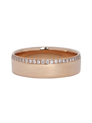 Rose Gold Wide Band With Pave Diamonds 5mm