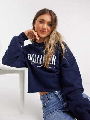 Hollister Crew Neck Sweater In Navy